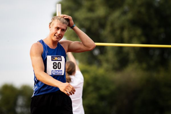 Yannik Knobloch (LG Welfen) beim Hochsprung am 21.08.2021 bei den Deutschen Meisterschaften Mehrkampf im Auestadion in Wesel (Tag 2)