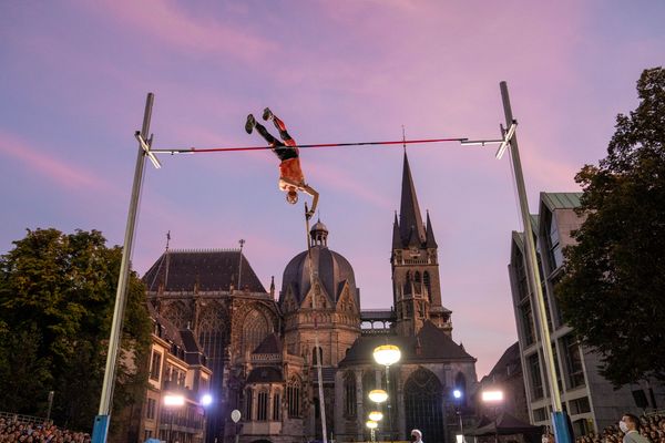 Mareks Arents (LAT) am 22.09.2021 beim NetAachen-Domspringen 2021 auf dem Katschhof in Aachen