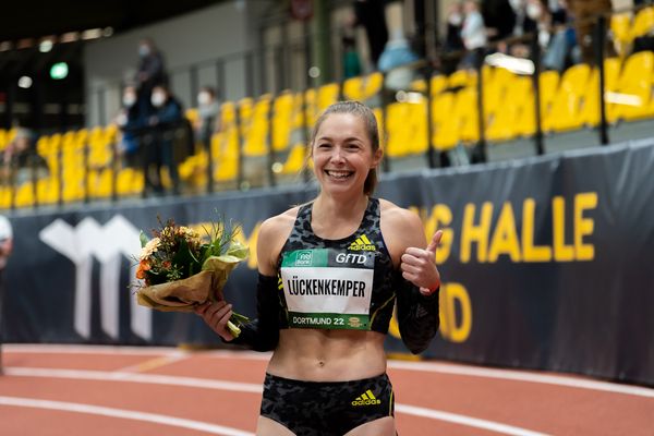 Gina Lueckenkemper (SCC Berlin) gewinnt die 60m am 12.02.2022 beim PSD Bank Indoor Meeting in der Helmut-Körnig-Halle in Dortmund