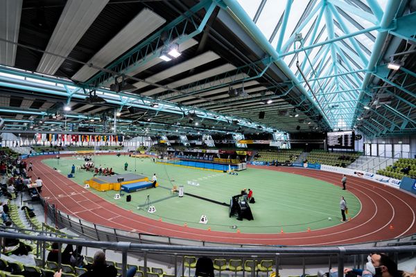 Der Glaspalast Sindelfingen (Arena des Erfolges) am 19.02.2022 waehrend der Deutsche Jugend-Hallenmeisterschaften U20 im Glaspalast in Sindelfingen