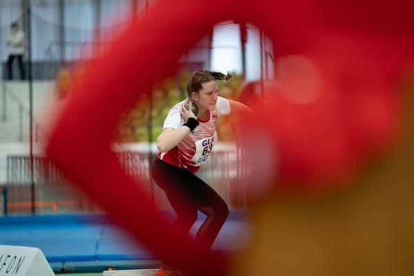 Lea Bork (LV 90 Erzgebirge) am 19.02.2022 waehrend der Deutsche Jugend-Hallenmeisterschaften U20 im Glaspalast in Sindelfingen