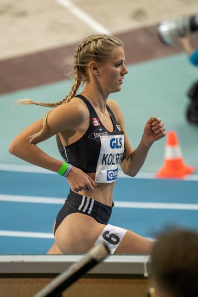 Majtie Kolberg (LG Kreis Ahrweiler) am 26.02.2022 waehrend der Deutschen Leichtathletik-Hallenmeisterschaften (Tag 1) in der Quarterback Immobilien Arena in Leipzig