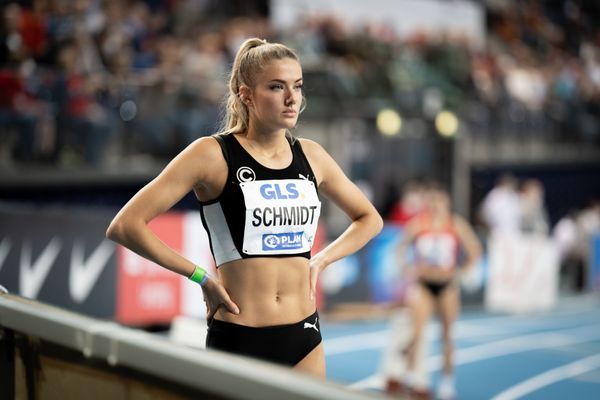 Alica Schmidt (SCC Berlin) am 26.02.2022 waehrend der Deutschen Leichtathletik-Hallenmeisterschaften (Tag 1) in der Quarterback Immobilien Arena in Leipzig