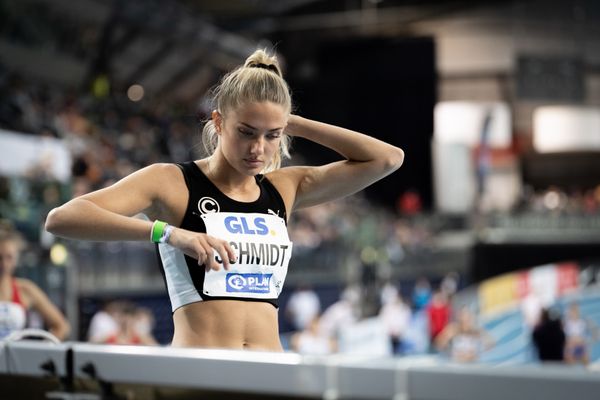 Alica Schmidt (SCC Berlin) am 26.02.2022 waehrend der Deutschen Leichtathletik-Hallenmeisterschaften (Tag 1) in der Quarterback Immobilien Arena in Leipzig