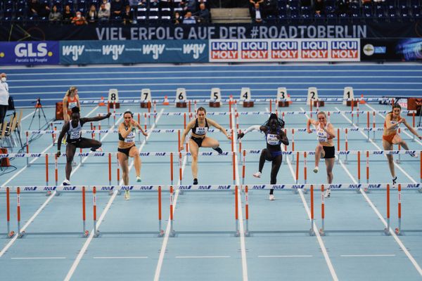 Johanna Paul (Hannover 96) am 26.02.2022 waehrend der Deutschen Leichtathletik-Hallenmeisterschaften (Tag 1) in der Quarterback Immobilien Arena in Leipzig