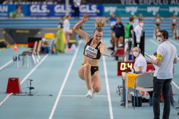 Kira Wittmann (LG Goettingen) am 26.02.2022 waehrend der Deutschen Leichtathletik-Hallenmeisterschaften (Tag 1) in der Quarterback Immobilien Arena in Leipzig