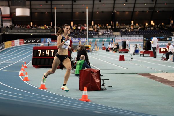 Hanna Klein (LAV Stadtwerke Tuebingen) am 26.02.2022 waehrend der Deutschen Leichtathletik-Hallenmeisterschaften (Tag 1) in der Quarterback Immobilien Arena in Leipzig