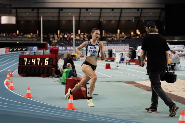 Hanna Klein (LAV Stadtwerke Tuebingen) am 26.02.2022 waehrend der Deutschen Leichtathletik-Hallenmeisterschaften (Tag 1) in der Quarterback Immobilien Arena in Leipzig