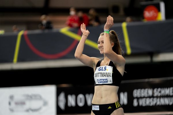 Kira Wittmann (LG Goettingen) am 26.02.2022 waehrend der Deutschen Leichtathletik-Hallenmeisterschaften (Tag 1) in der Quarterback Immobilien Arena in Leipzig