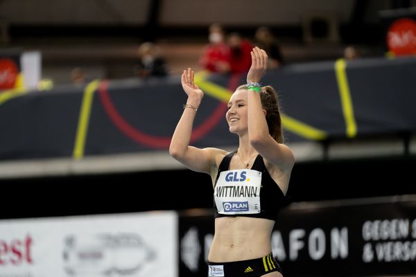 Kira Wittmann (LG Goettingen) am 26.02.2022 waehrend der Deutschen Leichtathletik-Hallenmeisterschaften (Tag 1) in der Quarterback Immobilien Arena in Leipzig