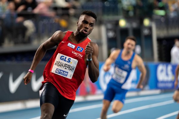 Lucas Ansah-Peprah (Hamburger SV) am 27.02.2022 waehrend der Deutschen Leichtathletik-Hallenmeisterschaften (Tag 2) in der Quarterback Immobilien Arena in Leipzig