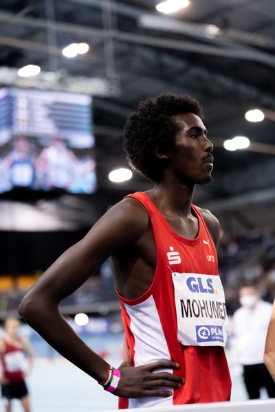 Mohamed Mohumed (LG Olympia Dortmund) am 27.02.2022 waehrend der Deutschen Leichtathletik-Hallenmeisterschaften (Tag 2) in der Quarterback Immobilien Arena in Leipzig