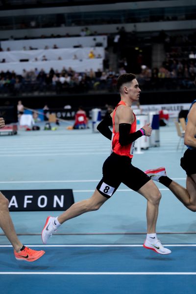 Felix Ebel (Emder Laufgemeinschaft) am 27.02.2022 waehrend der Deutschen Leichtathletik-Hallenmeisterschaften (Tag 2) in der Quarterback Immobilien Arena in Leipzig