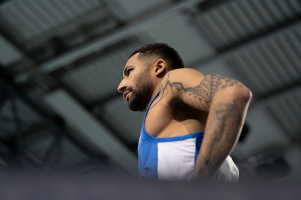 Patrick Schneider (TV Wattenscheid 01) im 400m Finale am 27.02.2022 waehrend der Deutschen Leichtathletik-Hallenmeisterschaften (Tag 2) in der Quarterback Immobilien Arena in Leipzig