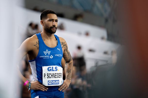 Patrick Schneider (TV Wattenscheid 01) im 400m Finale am 27.02.2022 waehrend der Deutschen Leichtathletik-Hallenmeisterschaften (Tag 2) in der Quarterback Immobilien Arena in Leipzig