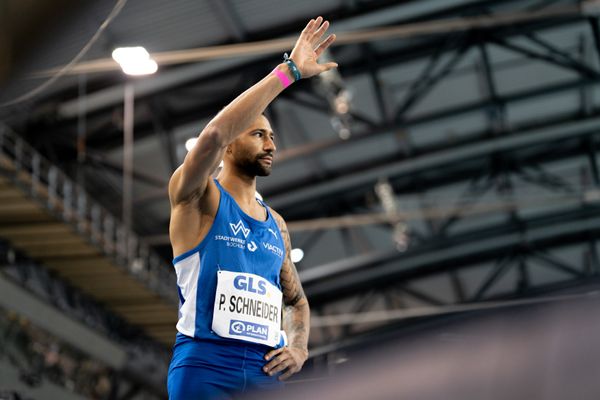 Patrick Schneider (TV Wattenscheid 01) im 400m Finale am 27.02.2022 waehrend der Deutschen Leichtathletik-Hallenmeisterschaften (Tag 2) in der Quarterback Immobilien Arena in Leipzig