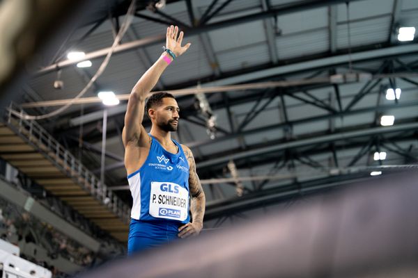 Patrick Schneider (TV Wattenscheid 01) im 400m Finale am 27.02.2022 waehrend der Deutschen Leichtathletik-Hallenmeisterschaften (Tag 2) in der Quarterback Immobilien Arena in Leipzig