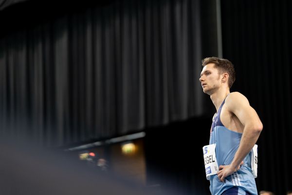 Marvin Schlegel (LAC Erdgas Chemnitz) im 400m Finale am 27.02.2022 waehrend der Deutschen Leichtathletik-Hallenmeisterschaften (Tag 2) in der Quarterback Immobilien Arena in Leipzig