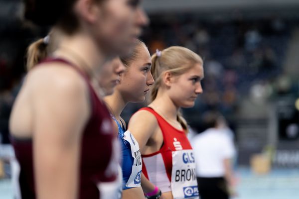 Fabiane Meyer (TV Westfalia Epe) am 27.02.2022 waehrend der Deutschen Leichtathletik-Hallenmeisterschaften (Tag 2) in der Quarterback Immobilien Arena in Leipzig