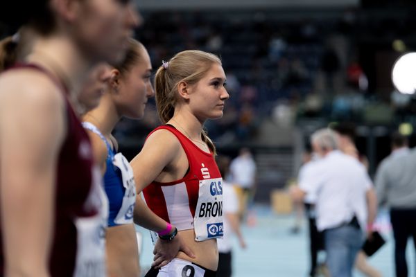 Rahel Broemmel (LG Olympia Dortmund) am 27.02.2022 waehrend der Deutschen Leichtathletik-Hallenmeisterschaften (Tag 2) in der Quarterback Immobilien Arena in Leipzig