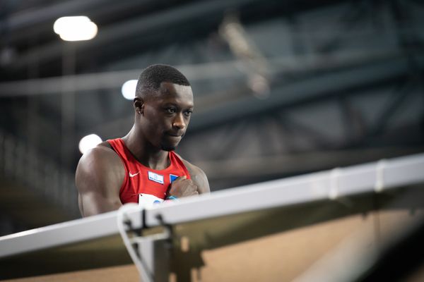 Owen Ansah (Hamburger SV) am 27.02.2022 waehrend der Deutschen Leichtathletik-Hallenmeisterschaften (Tag 2) in der Quarterback Immobilien Arena in Leipzig