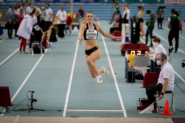 Merle Homeier (LG Goettingen) am 27.02.2022 waehrend der Deutschen Leichtathletik-Hallenmeisterschaften (Tag 2) in der Quarterback Immobilien Arena in Leipzig