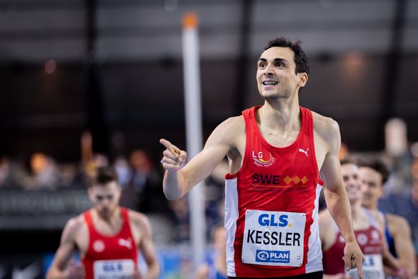 Christoph Kessler (LG Region Karlsruhe) am 27.02.2022 waehrend der Deutschen Leichtathletik-Hallenmeisterschaften (Tag 2) in der Quarterback Immobilien Arena in Leipzig