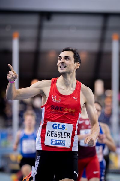 Christoph Kessler (LG Region Karlsruhe) am 27.02.2022 waehrend der Deutschen Leichtathletik-Hallenmeisterschaften (Tag 2) in der Quarterback Immobilien Arena in Leipzig