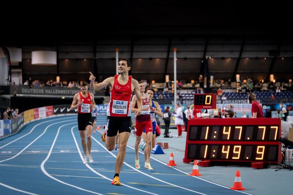 Christoph Kessler (LG Region Karlsruhe) am 27.02.2022 waehrend der Deutschen Leichtathletik-Hallenmeisterschaften (Tag 2) in der Quarterback Immobilien Arena in Leipzig