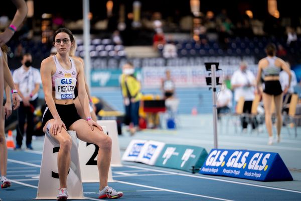 Radha Fiedler (LG Rhein-Wied) am 27.02.2022 waehrend der Deutschen Leichtathletik-Hallenmeisterschaften (Tag 2) in der Quarterback Immobilien Arena in Leipzig