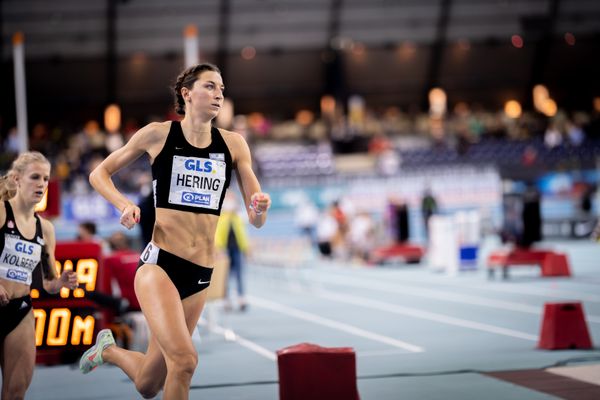 Christina Hering (LG Stadtwerke Muenchen) am 27.02.2022 waehrend der Deutschen Leichtathletik-Hallenmeisterschaften (Tag 2) in der Quarterback Immobilien Arena in Leipzig