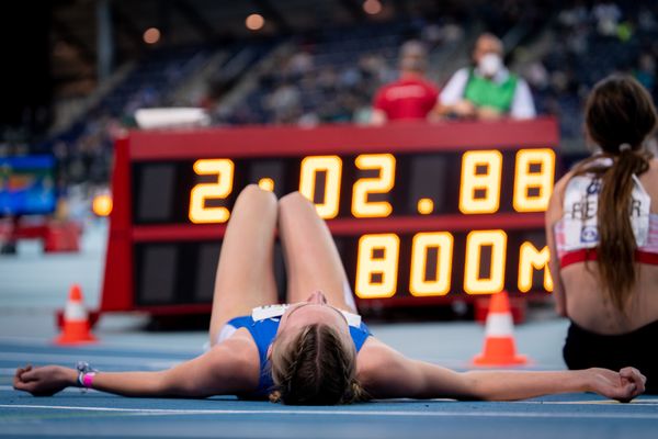 Sophia Volkmer (TV Wetzlar) am 27.02.2022 waehrend der Deutschen Leichtathletik-Hallenmeisterschaften (Tag 2) in der Quarterback Immobilien Arena in Leipzig