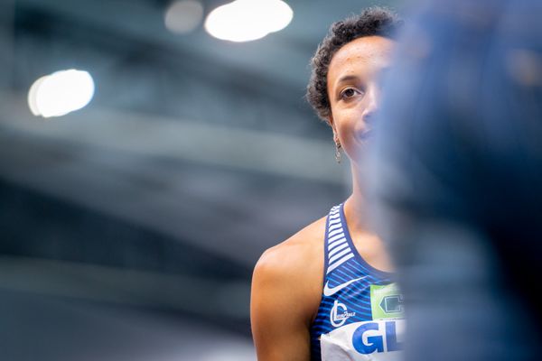 Malaika Mihambo (LG Kurpfalz) am 27.02.2022 waehrend der Deutschen Leichtathletik-Hallenmeisterschaften (Tag 2) in der Quarterback Immobilien Arena in Leipzig