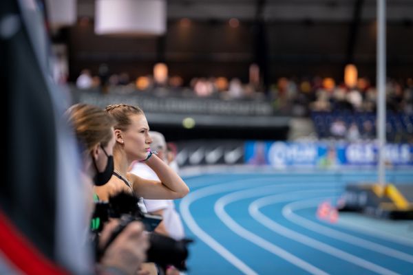 Merle Homeier (LG Goettingen) am 27.02.2022 waehrend der Deutschen Leichtathletik-Hallenmeisterschaften (Tag 2) in der Quarterback Immobilien Arena in Leipzig