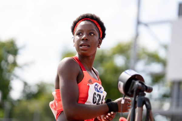 Fortuna Ornella Nkengue (MTV Wittmund) im Kugelstossen am 15.07.2022 waehrend den deutschen Leichtathletik-Jugendmeisterschaften 2022 in Ulm