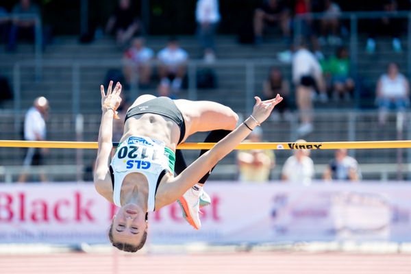 Joana Herrmann (SV Teuto Riesenbeck) im Hochsprung am 16.07.2022 waehrend den deutschen Leichtathletik-Jugendmeisterschaften 2022 in Ulm