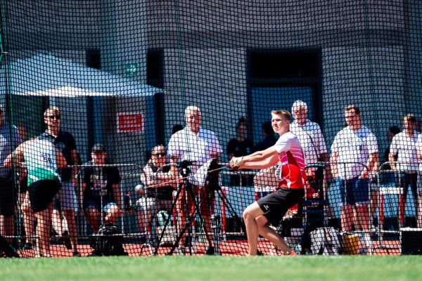 Lennart Hundertmark (Einbecker SV) beim Hammerwurf am 16.07.2022 waehrend den deutschen Leichtathletik-Jugendmeisterschaften 2022 in Ulm