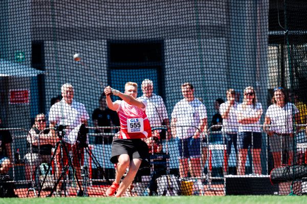 Lennart Hundertmark (Einbecker SV) beim Hammerwurf am 16.07.2022 waehrend den deutschen Leichtathletik-Jugendmeisterschaften 2022 in Ulm