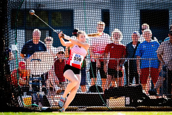 Lara Hundertmark (Einbecker SV) im Hammerwurf am 16.07.2022 waehrend den deutschen Leichtathletik-Jugendmeisterschaften 2022 in Ulm