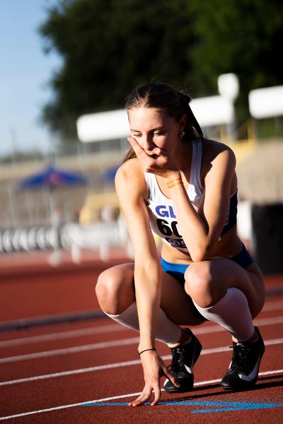 Mayleen Bartz (VfL Stade) nach dem 100m Huerden Finale am 16.07.2022 waehrend den deutschen Leichtathletik-Jugendmeisterschaften 2022 in Ulm