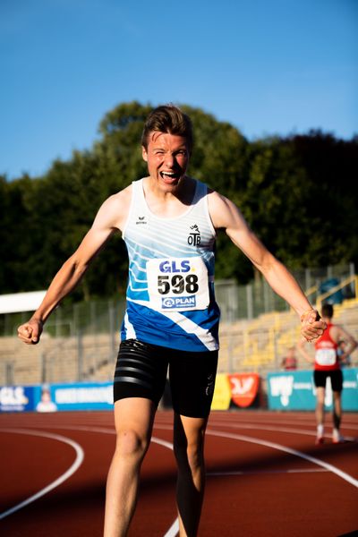 Freude bei Jonas Kulgemeyer (OTB Osnabrueck) am 16.07.2022 waehrend den deutschen Leichtathletik-Jugendmeisterschaften 2022 in Ulm