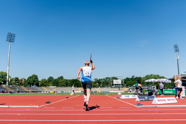 Bennett Pauli (VfL Stade) beim Speerwurf am 17.07.2022 waehrend den deutschen Leichtathletik-Jugendmeisterschaften 2022 in Ulm