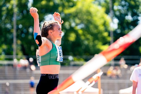 Christina Lahrs (TSV Wehdel) beim Speerwurf am 17.07.2022 waehrend den deutschen Leichtathletik-Jugendmeisterschaften 2022 in Ulm