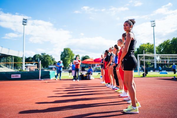 Die Hochspringerinnen werden vorgestellt am 06.08.2022 beim Lohrheide-Meeting im Lohrheidestadion in Bochum-Wattenscheid