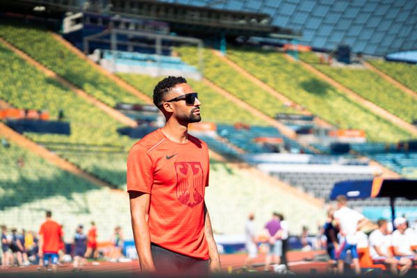 Training mit Patrick Schneider (GER) am 14.08.2022 bei den Leichtathletik-Europameisterschaften im Olympiapark in Muenchen