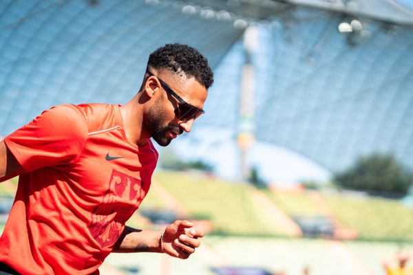 Training mit Patrick Schneider (GER) am 14.08.2022 bei den Leichtathletik-Europameisterschaften im Olympiapark in Muenchen