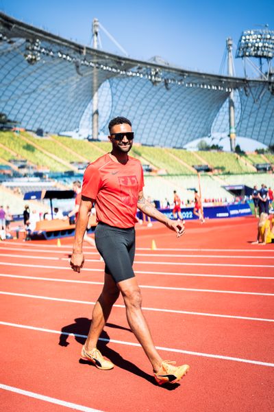 Training mit Patrick Schneider (GER) am 14.08.2022 bei den Leichtathletik-Europameisterschaften im Olympiapark in Muenchen