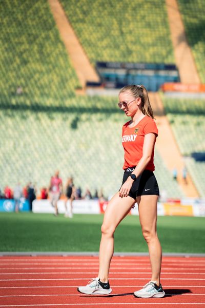 Training mit Katharina Trost (GER) am 14.08.2022 bei den Leichtathletik-Europameisterschaften im Olympiapark in Muenchen