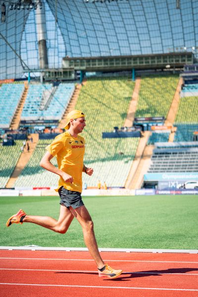 Training mit Christoph Kessler (GER) am 14.08.2022 bei den Leichtathletik-Europameisterschaften im Olympiapark in Muenchen