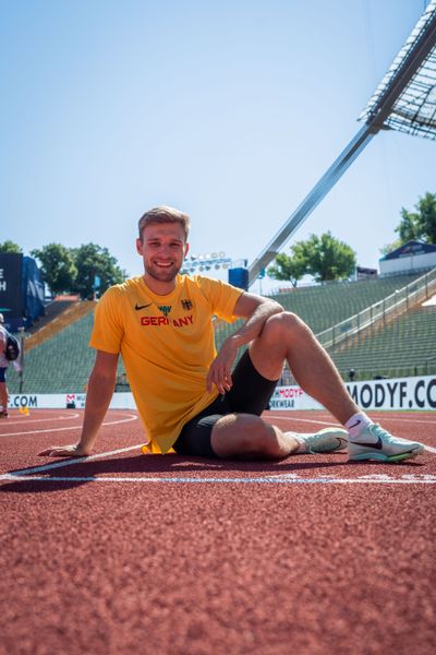 Training mit Fabian Dammermann (GER) am 14.08.2022 bei den Leichtathletik-Europameisterschaften im Olympiapark in Muenchen